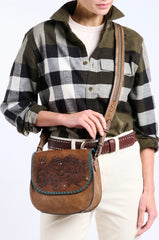 Embossed Saddle Bag ™ - Pecan (Brown)