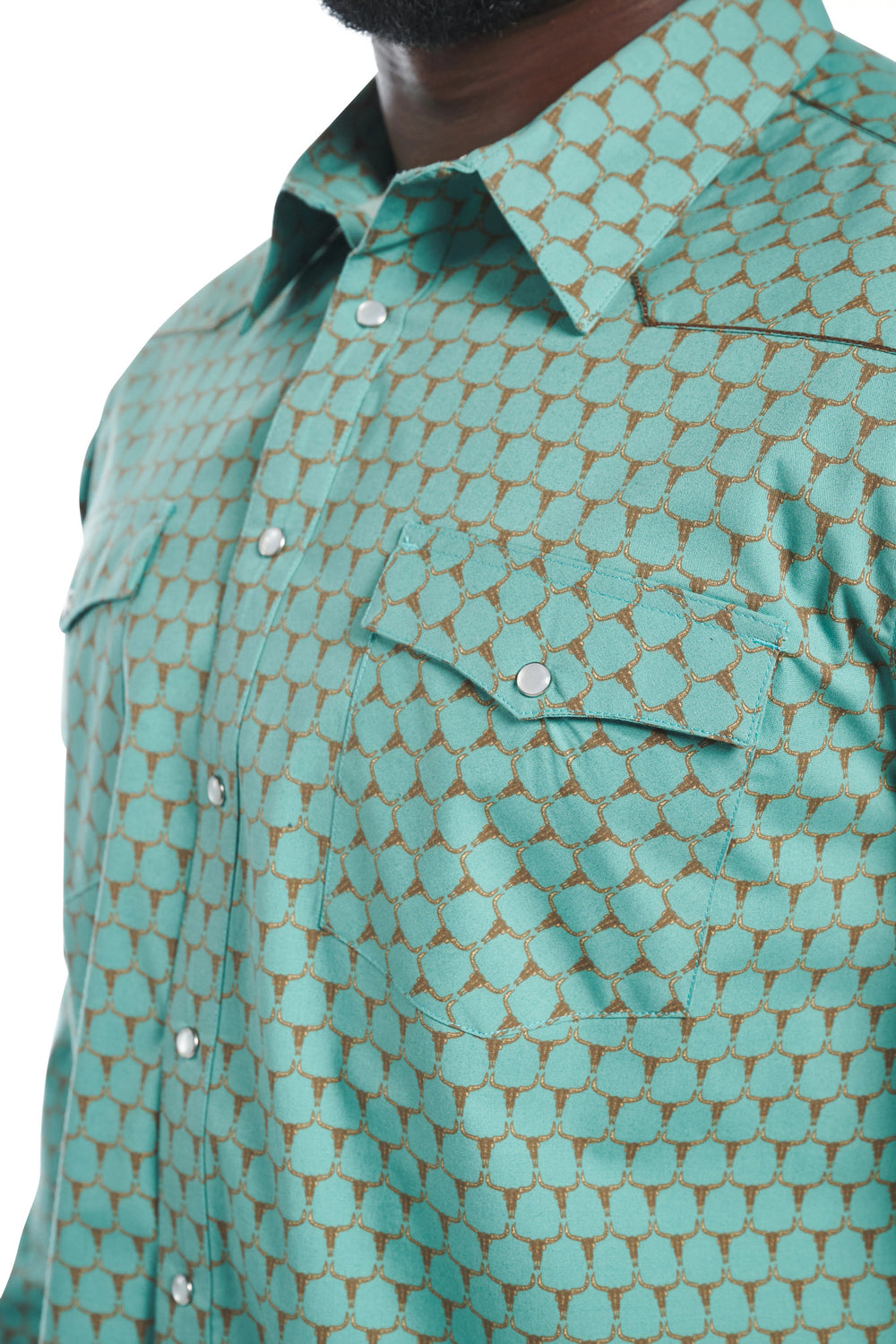Hj Justin & Son Snap Shirt ™ - Green Cow Hive (Prints)