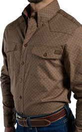 Chestnut Mens Woven Shirt ™ - Brown / Turq Geocross (Assorted)
