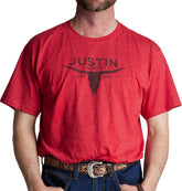 Justin Men's Bull Skull Tee ™ - Red