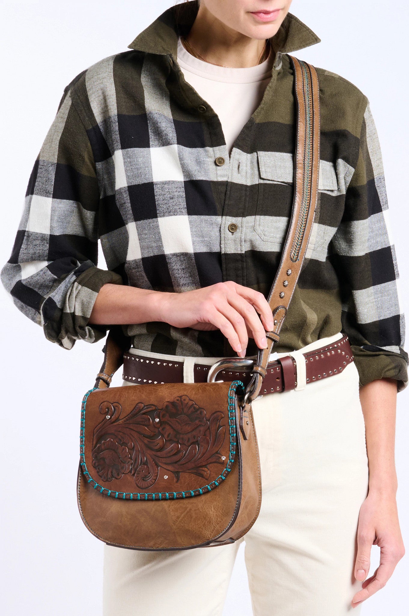 Embossed Saddle Bag ™ - Pecan (Brown)