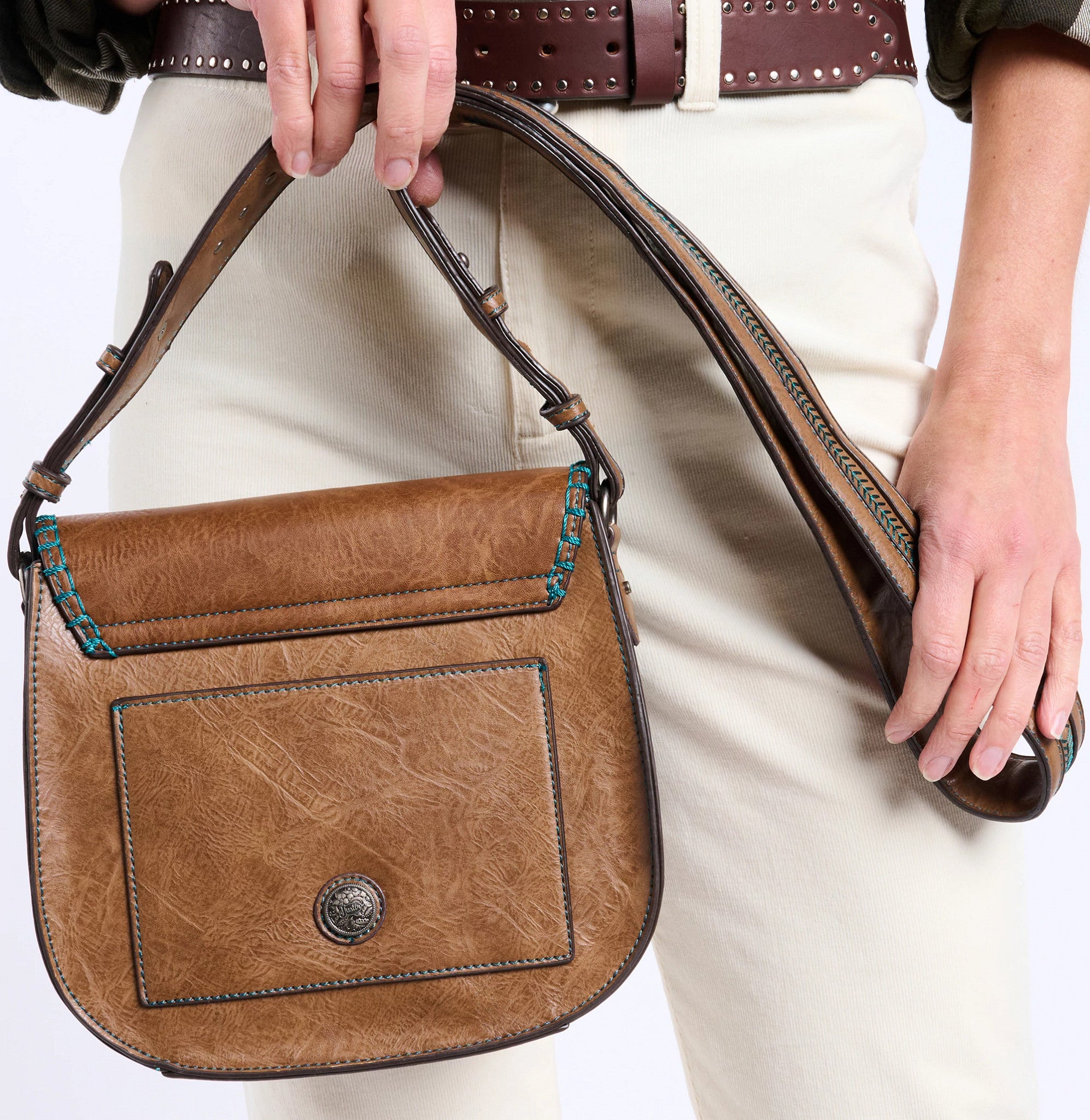 Embossed Saddle Bag ™ - Pecan (Brown)