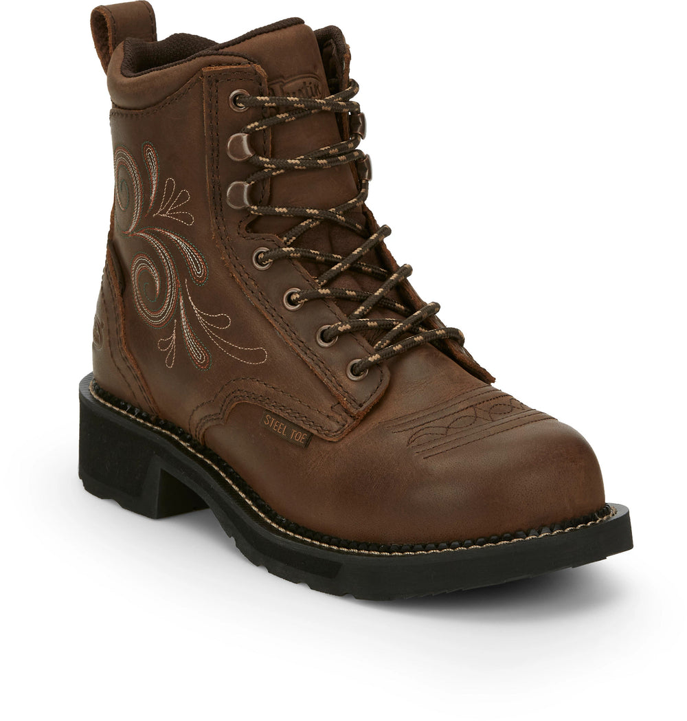 Katerina 6" Steel Toe Waterproof Work Boot ™ - Aged Bark (Brown)