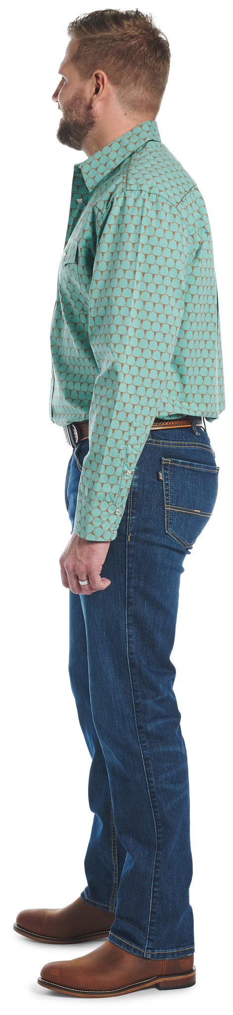 Hj Justin & Son Snap Shirt ™ - Green Cow Hive (Prints)