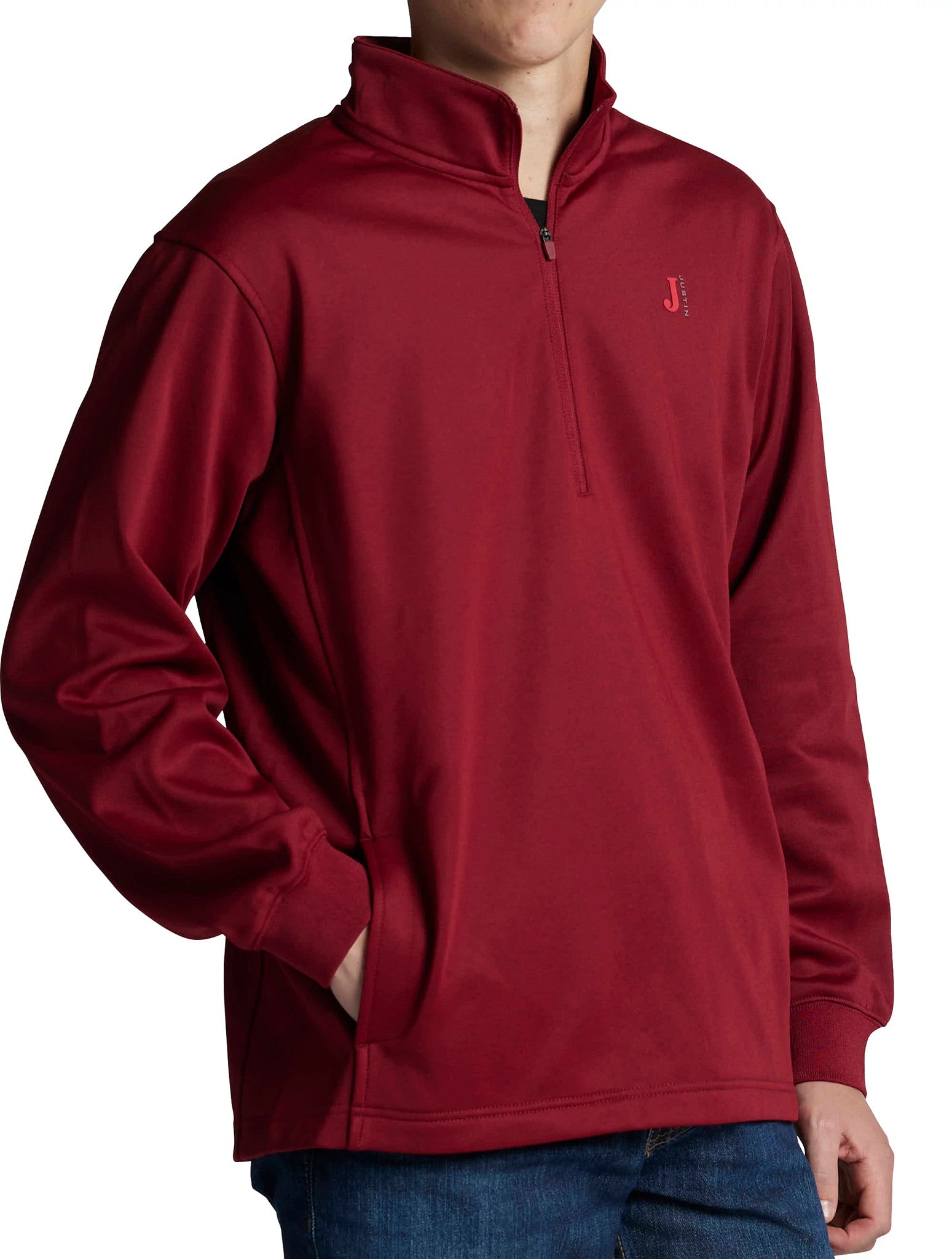 Quarter Zip Fleece Pullover ™ - Red Heather (Red)