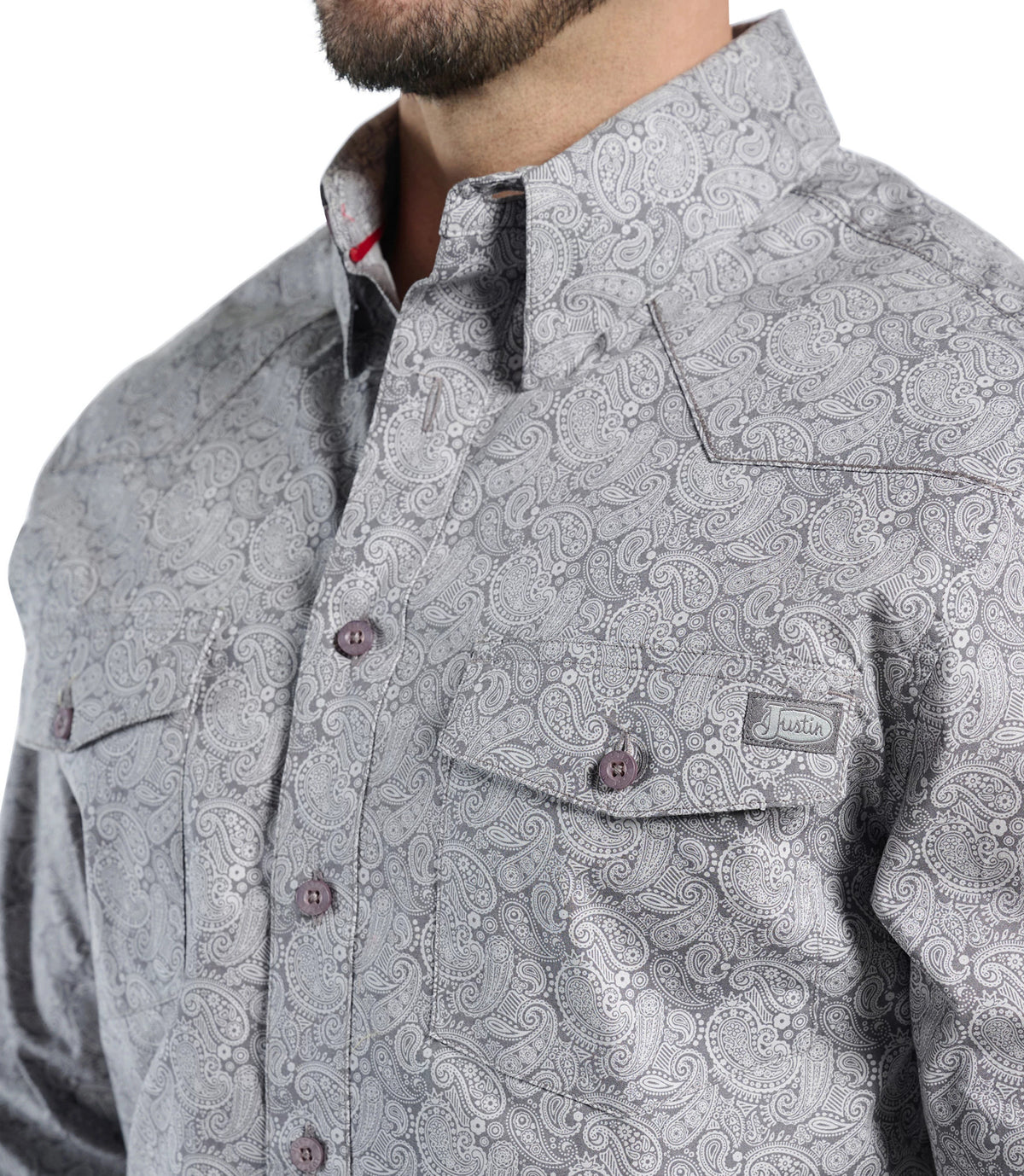 Buckskin Mens Woven Shirt ™ - Grey Paisley (Grey)