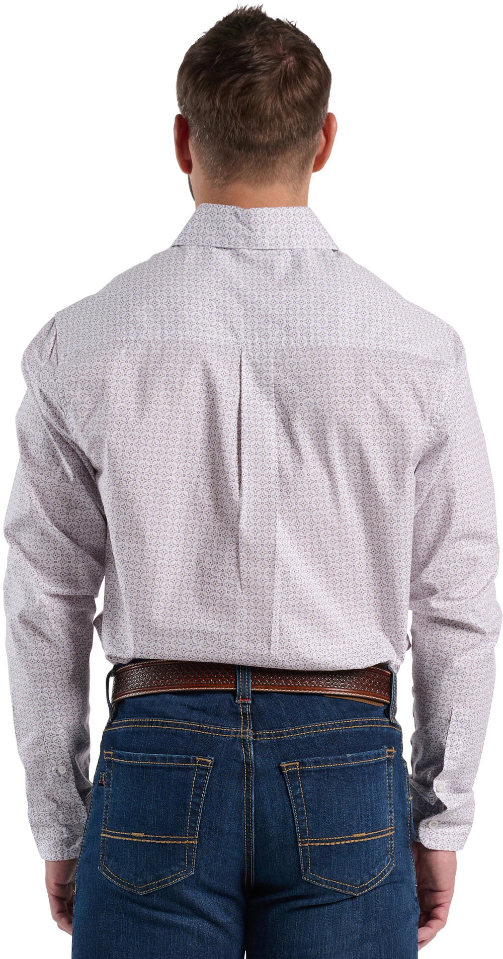 American Paint Mens Woven Shirt ™ - White Grey Geocross (White)