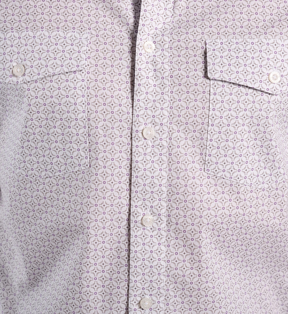 American Paint Mens Woven Shirt ™ - White Grey Geocross (White)