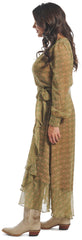 Justin Womens Wrap Maxi Dress ™ - Medallion Floral (Green)