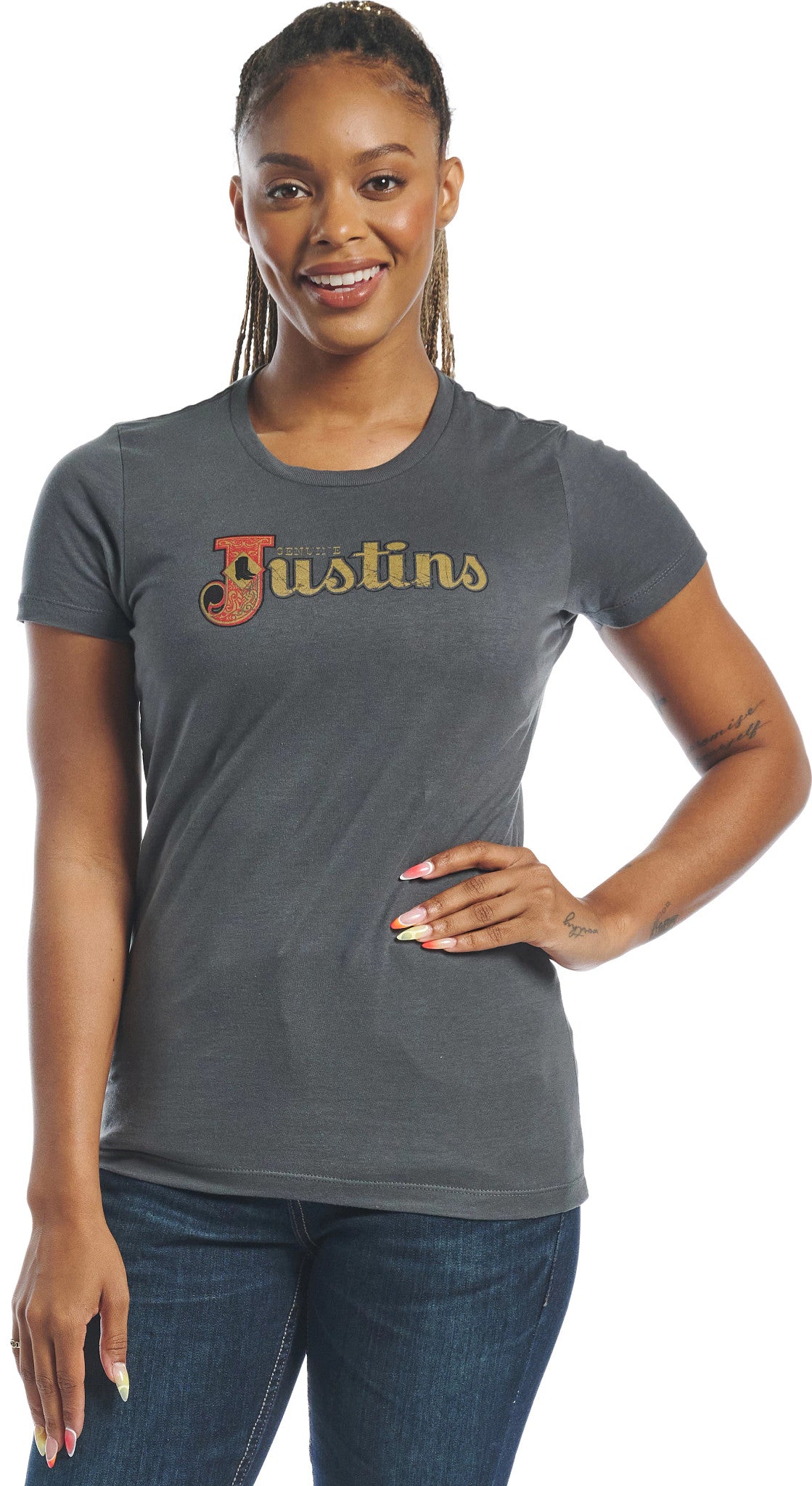 Justin Women's Original Logo Tee ™ - Charcoal (Grey)