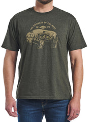 Justin Men's Bison Tee ™ - Olive Heather (Green)