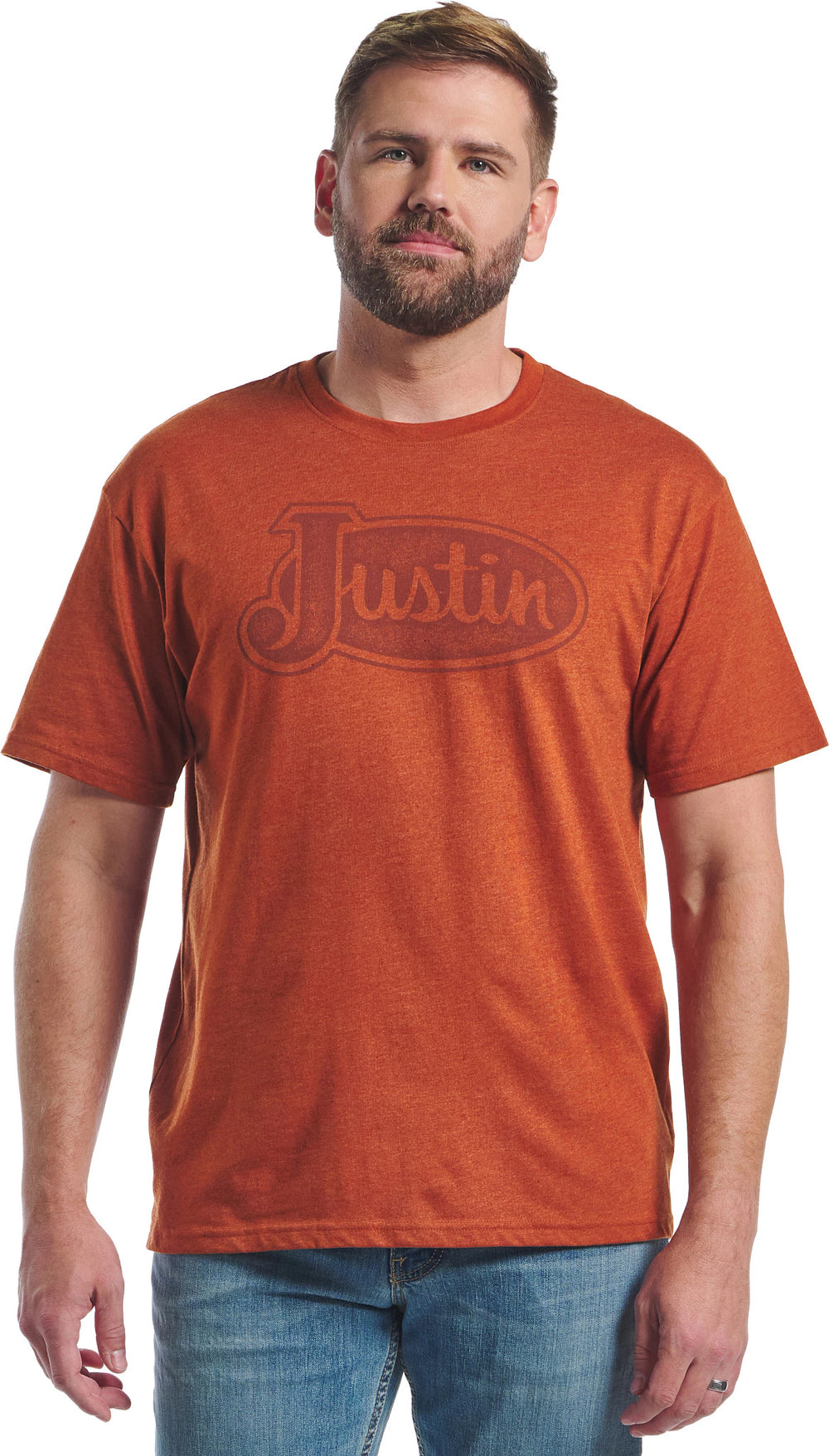 Justin Men's Logo Tee ™ - Rust Heather (Orange)