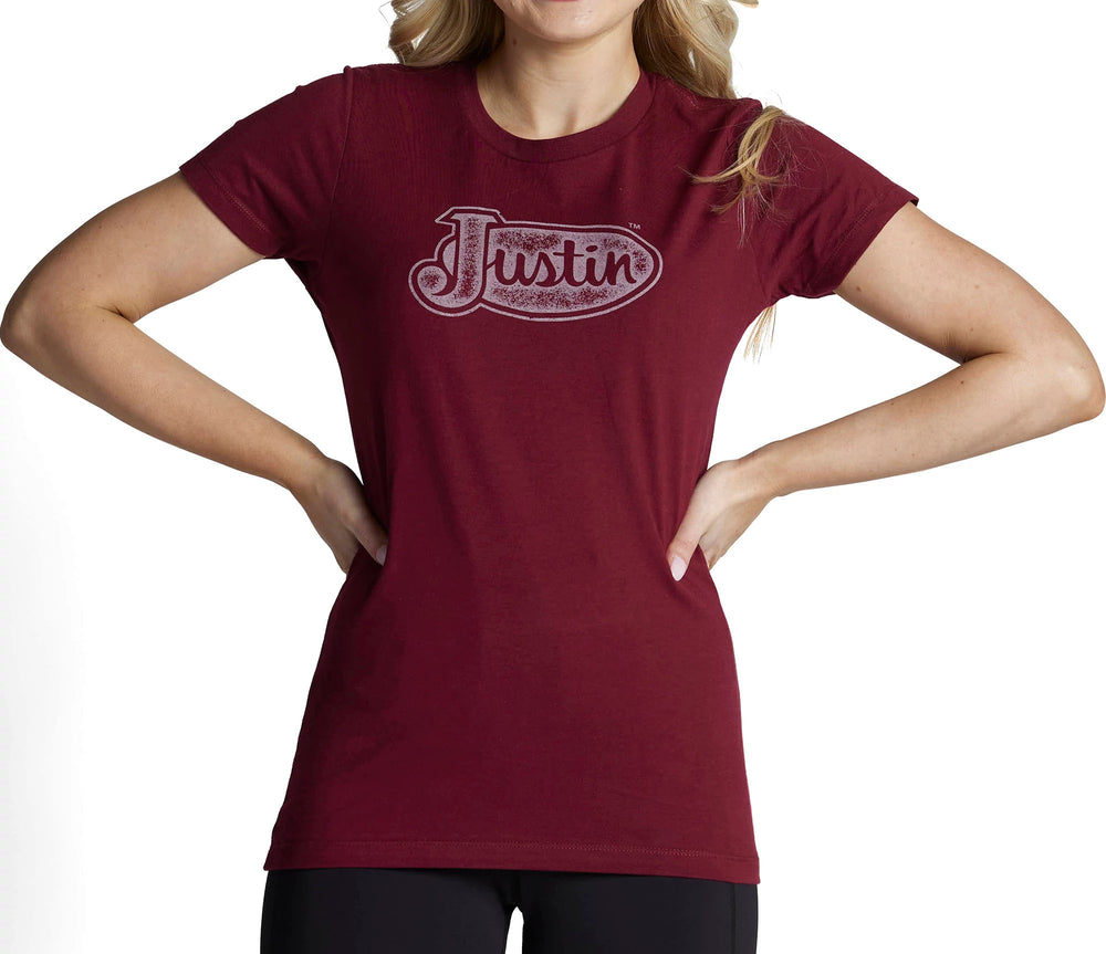 Justin Women's Logo Tee ™ - Burgundy (Red)