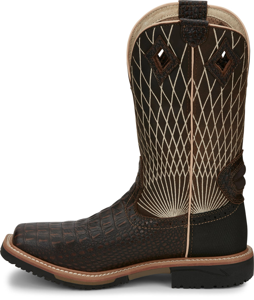 Derrickman 12" Comp Toe ™ - Brown Croc Print (Brown)