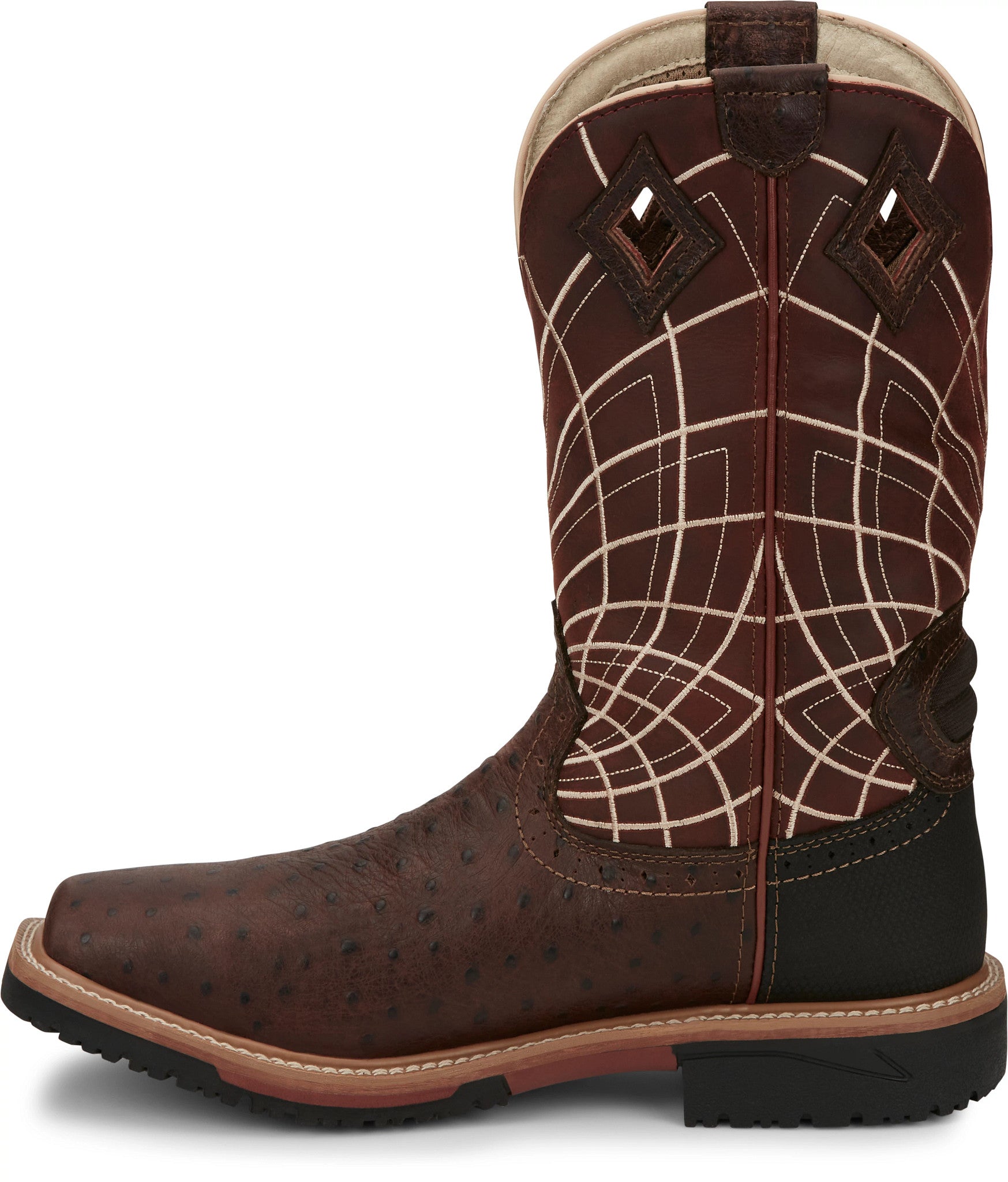 Derrickman 12" Waterproof Comp Toe ™ - Walnut Ostrich Print (Brown)